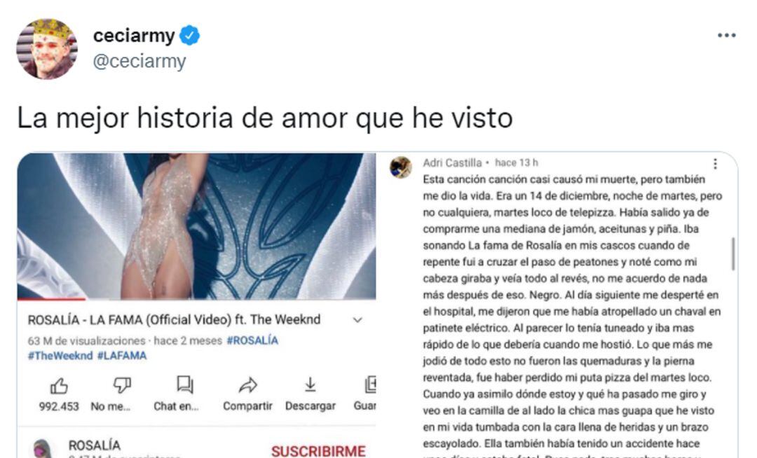 El comentario viral de un joven en un vídeo de Rosalía.