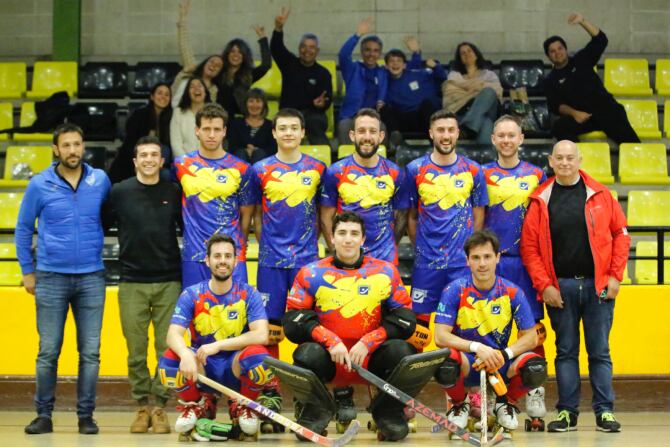 El primer equip de l'Andorra Hoquei Club que aquest diumenge podria ascendir a Primera Catalana.