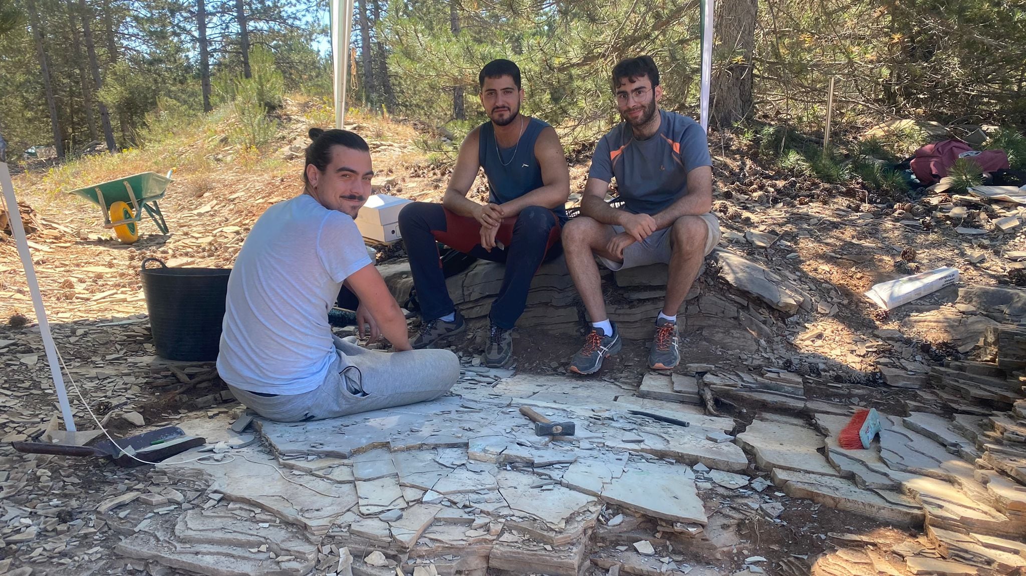 Grupo de estudiantes de la Universidad Autónoma de Madrid durante sus trabajos de excavación en Las Hoyas.