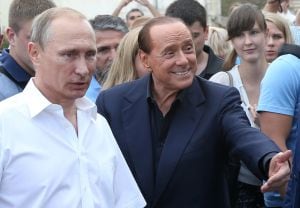 SEVASTOPOL, CRIMEA- SEPTEMBER 12: Russian President Vladimir Putin and Former Italian Prime Minister Silvio Berlusconi (R) are seen during joint visit to Chersonesus museum in on September 12, 2015 in Sevastopol, Crimea. Russian President Vladimir Putin a