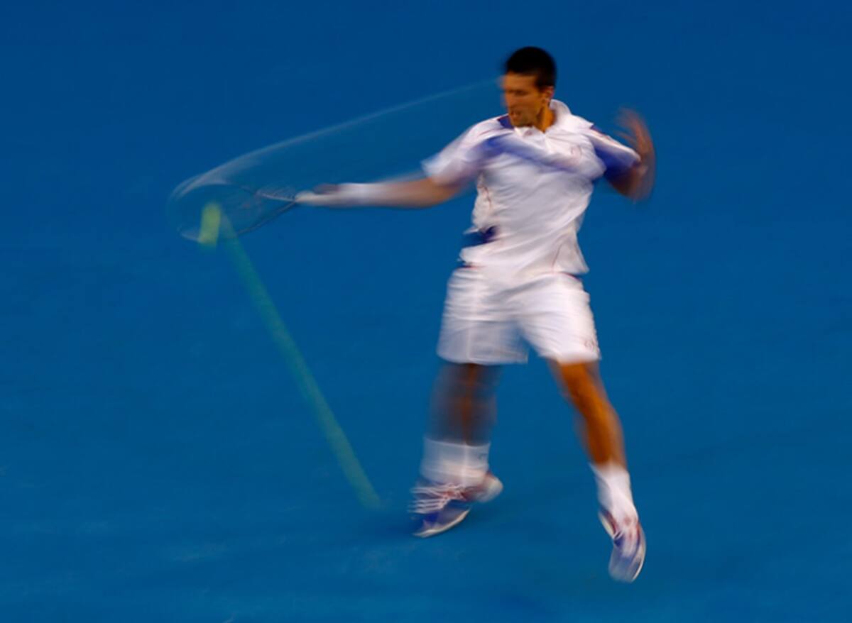 Novak Djokovic, durante el partido de semifinales del Open de Australia contra Roger Federer