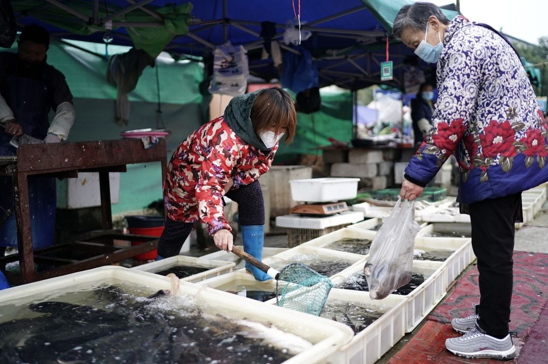 El mercado de Wuhan en plena pandemia de COVID-19.