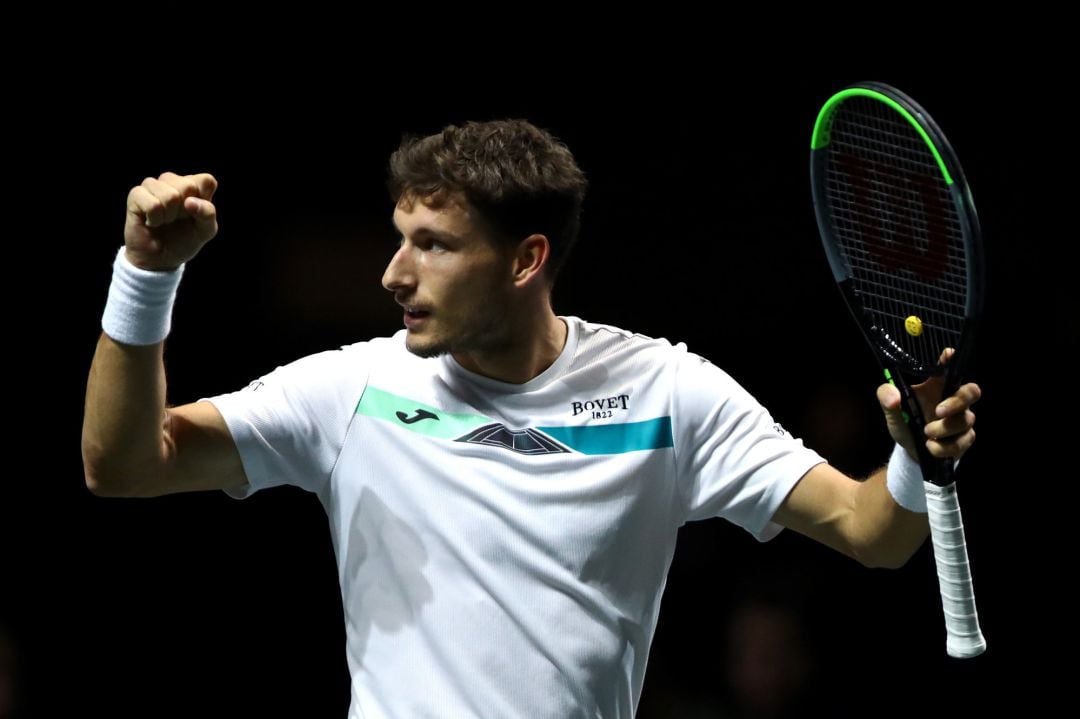 Pablo Carreño celebra un punto en Róterdam