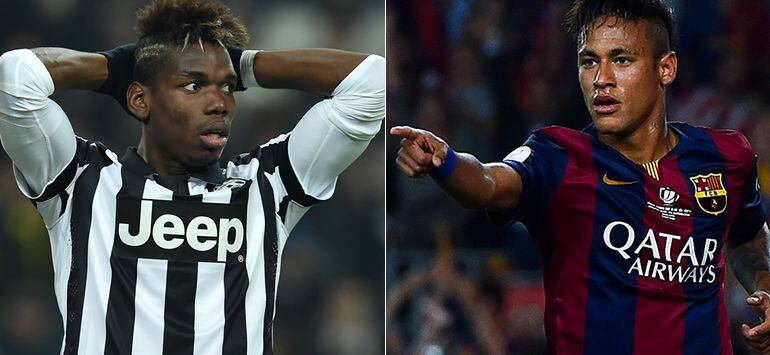 Los jugadores de la Juve y del Barça Pogba y Neymar.