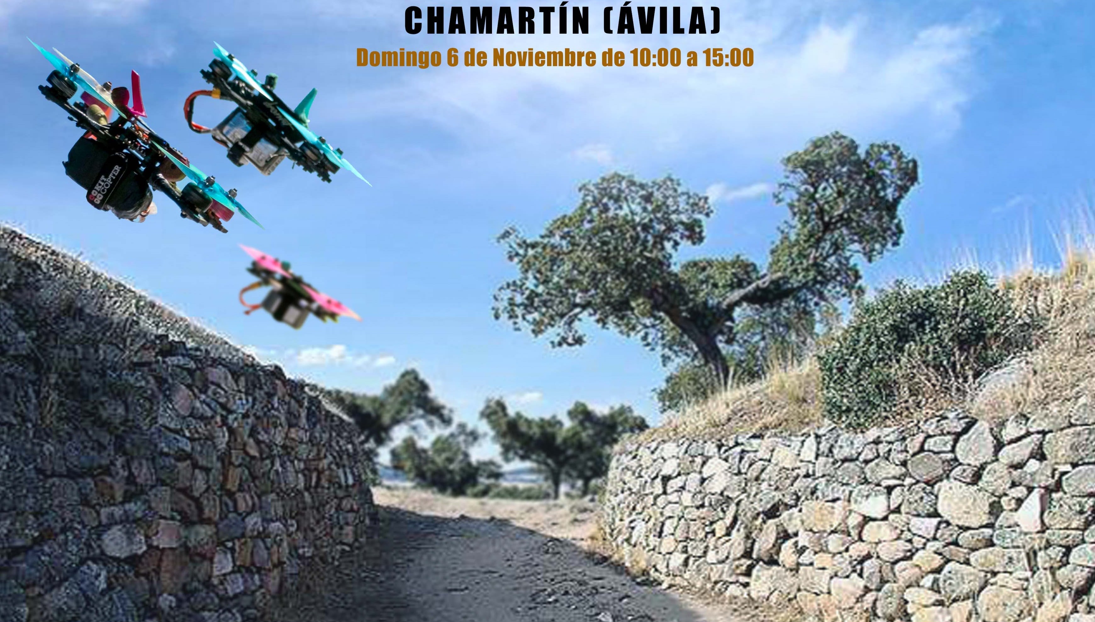 Cartel promocional de la carrera de drones en el castro de la Mesa de Miranda