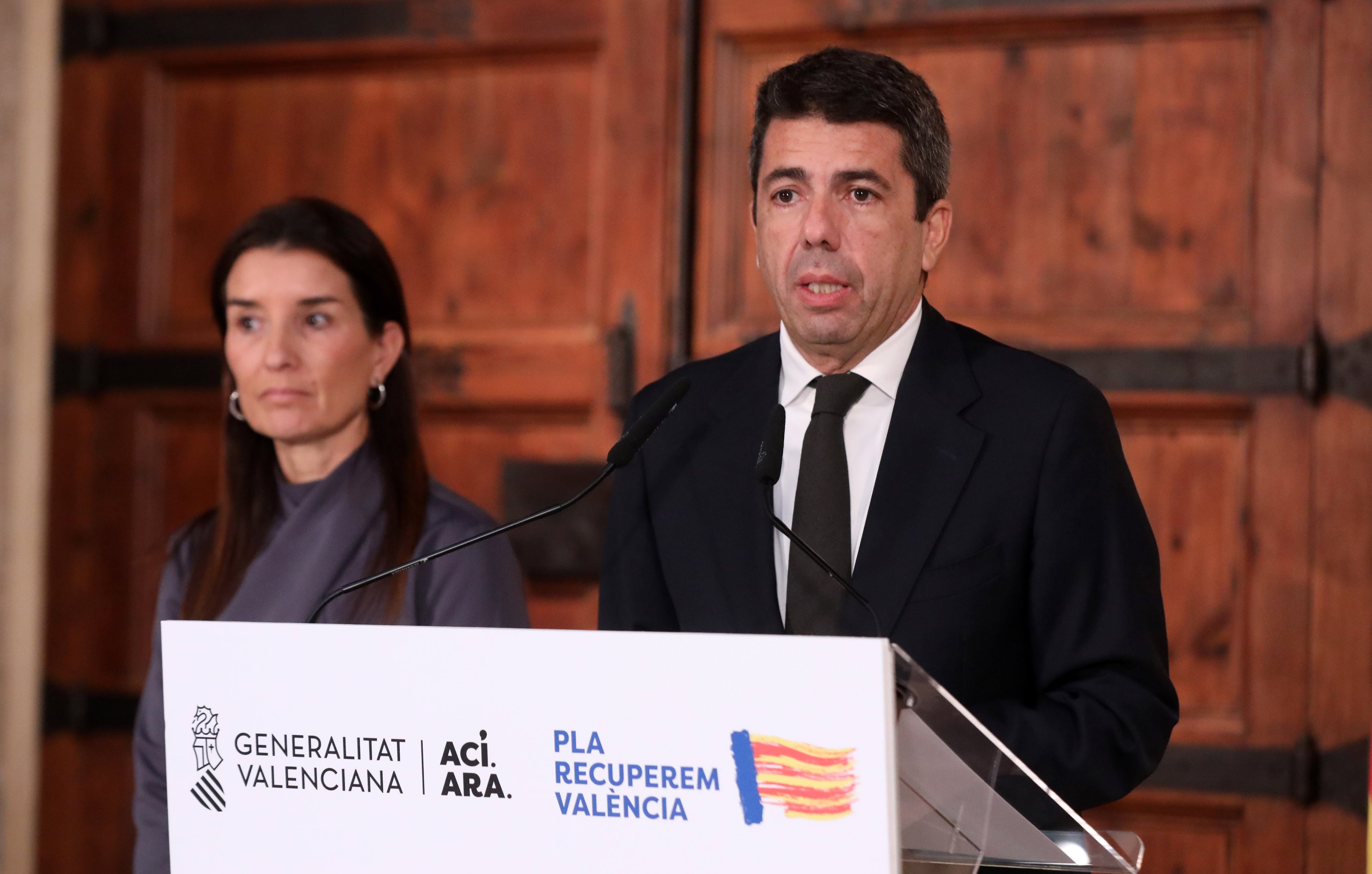 Carlos Mazón durante su comparecencia en el Palau de la Generalitat