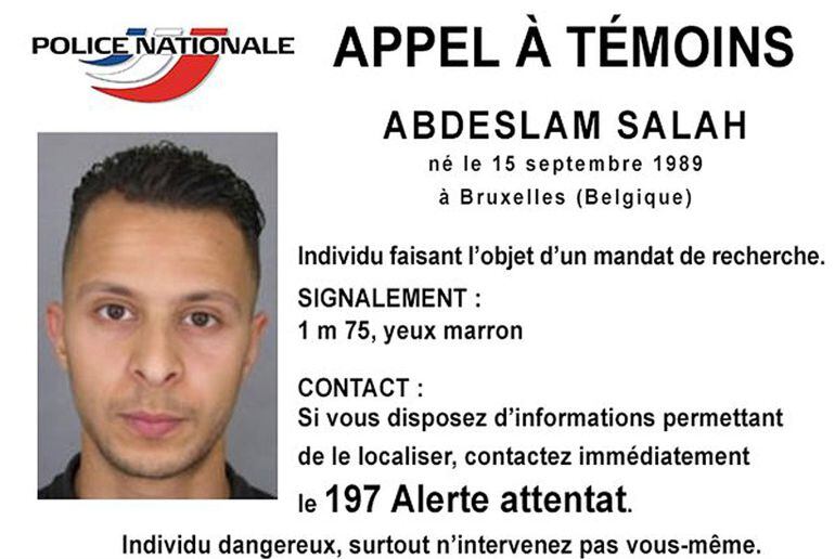 Imagen de Abdeslam Salah distribuida por la Policía