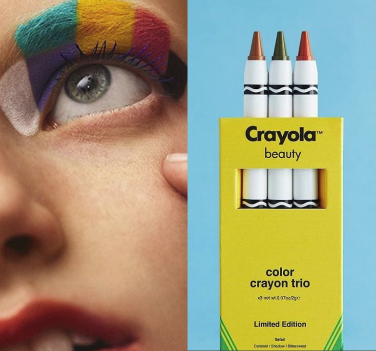 Maquillaje creado con la línea de productos de belleza de Crayola.