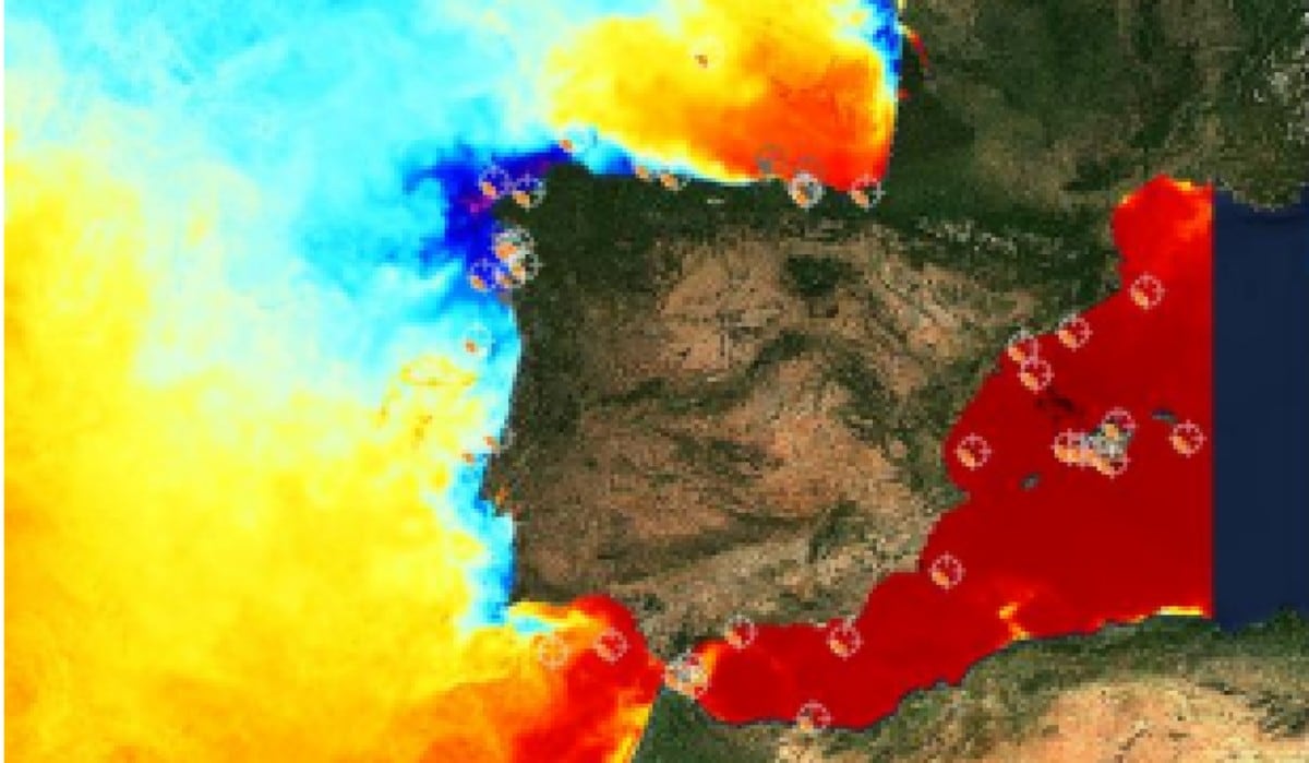 Imagen de mapa de calor del agua durante este verano.