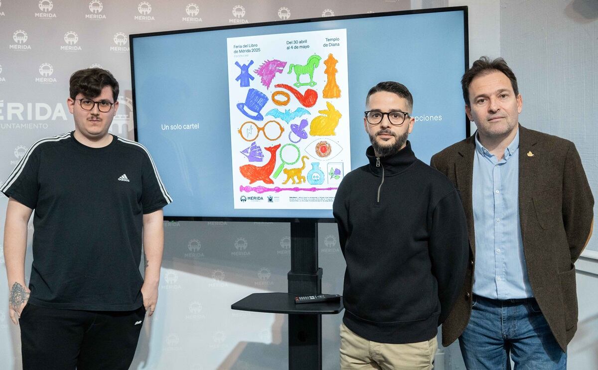 Presentación del autor y el cartel de la Feria del Libro de Mérida 2025