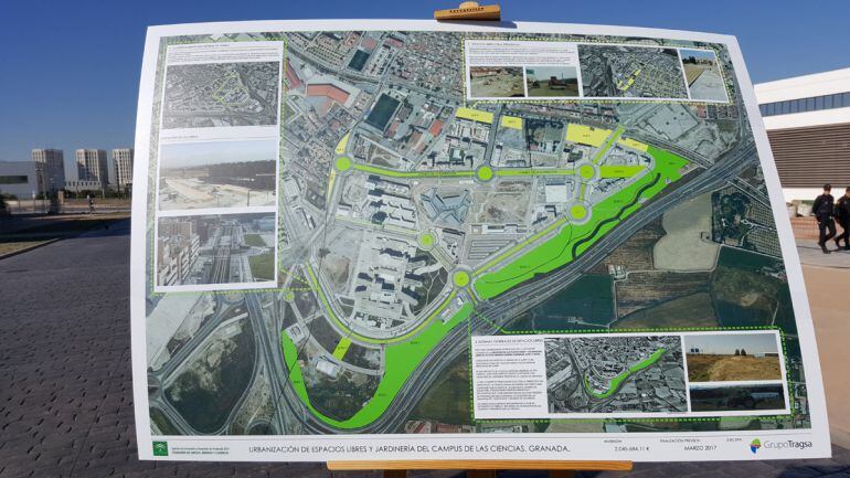 Plano de las obras de urbanización de la Junta de Andalucía en el PTS de Granada