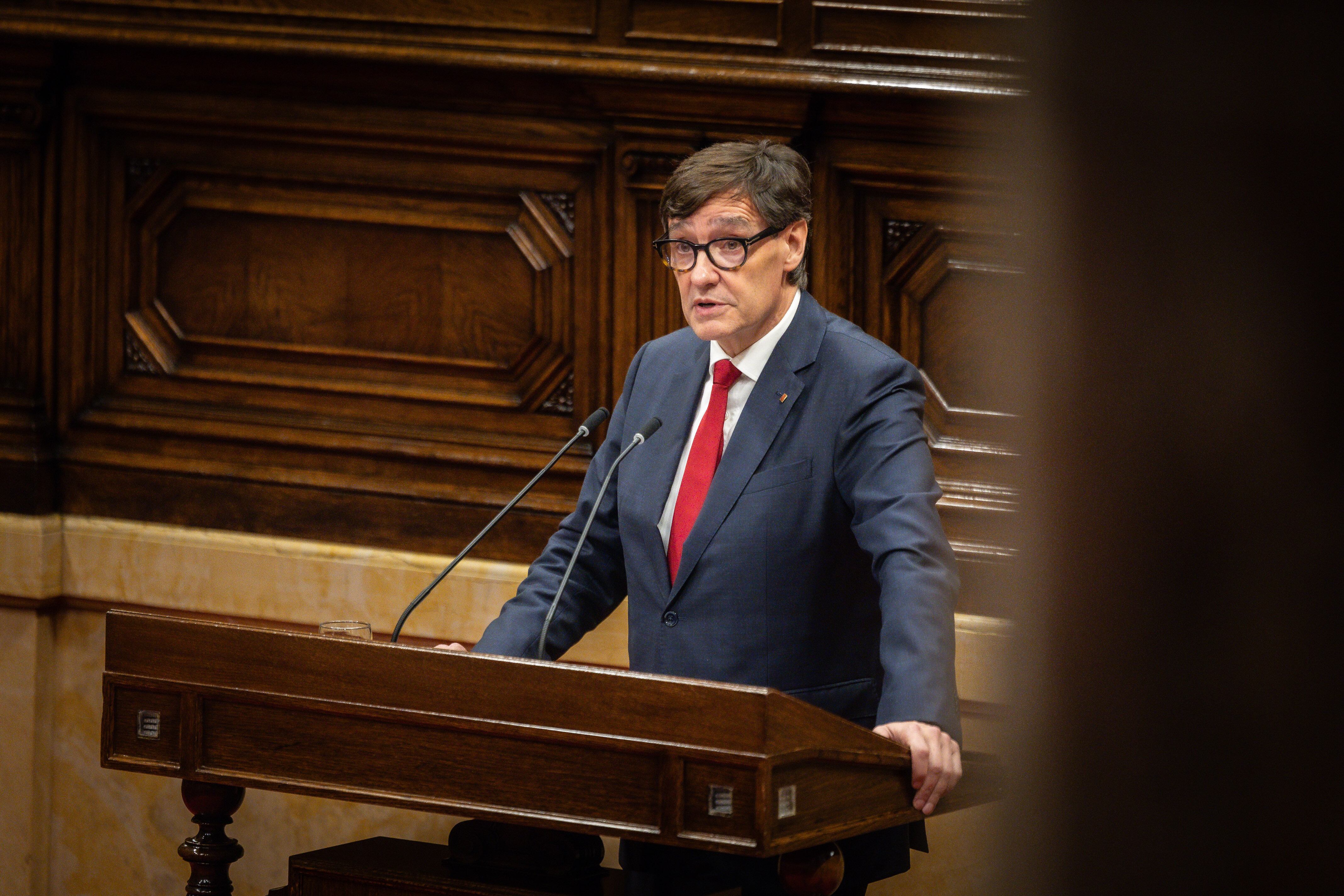 El president de la Generalitat, Salvador Illa, intervé al debat de política general al Parlament
