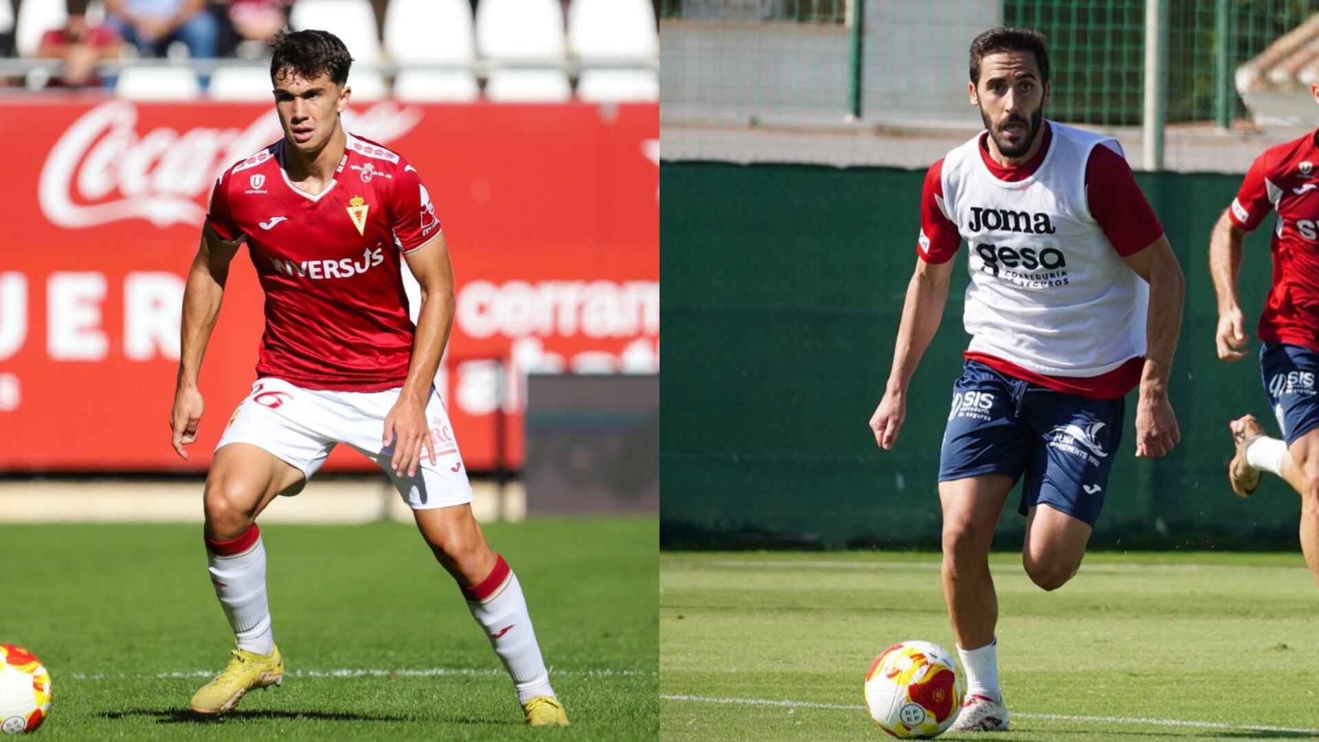 Héctor Pérez y Moyita, jugadores del Real Murcia