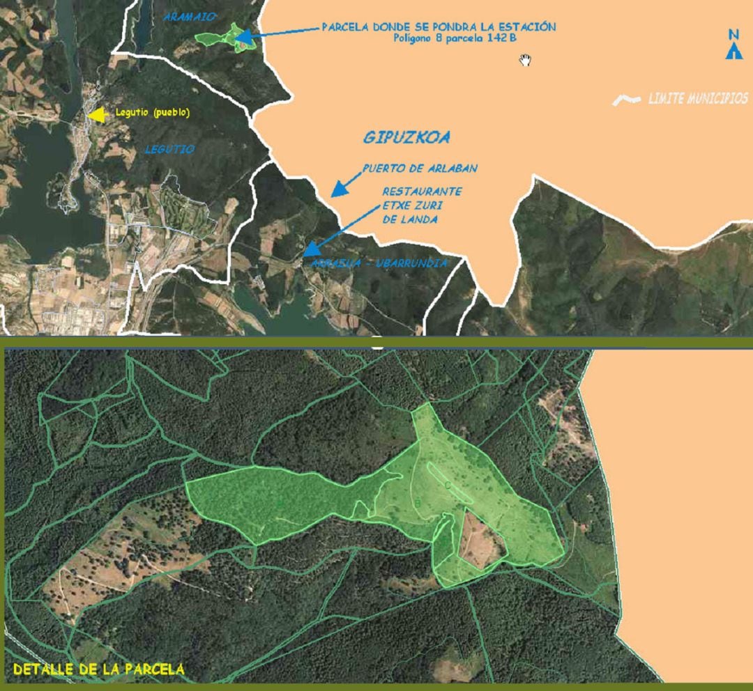Ubicación de la parcela en la que el Gobierno vasco e Iberdrola quieren instalar una estación de medición de viento