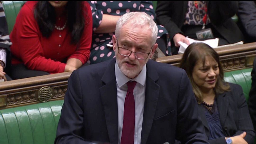 El lider de la Muy Leal Oposicion de Su Majestad, Jeremy Corbyn, durante una intervención en la Cámara de los Comunes 