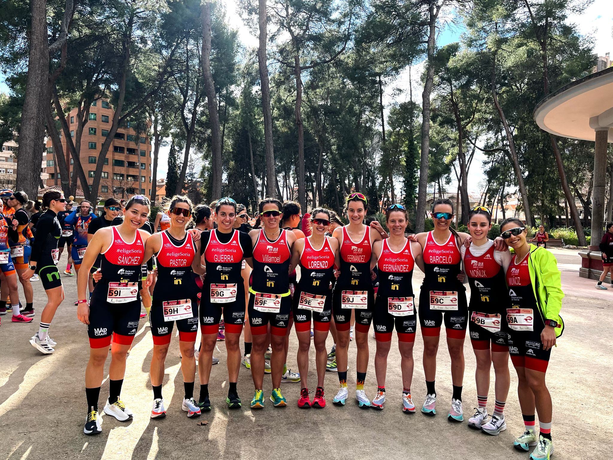 Los deportistas del Deporama Triatlón Soriano en la Liga de Clubes en Albacete.