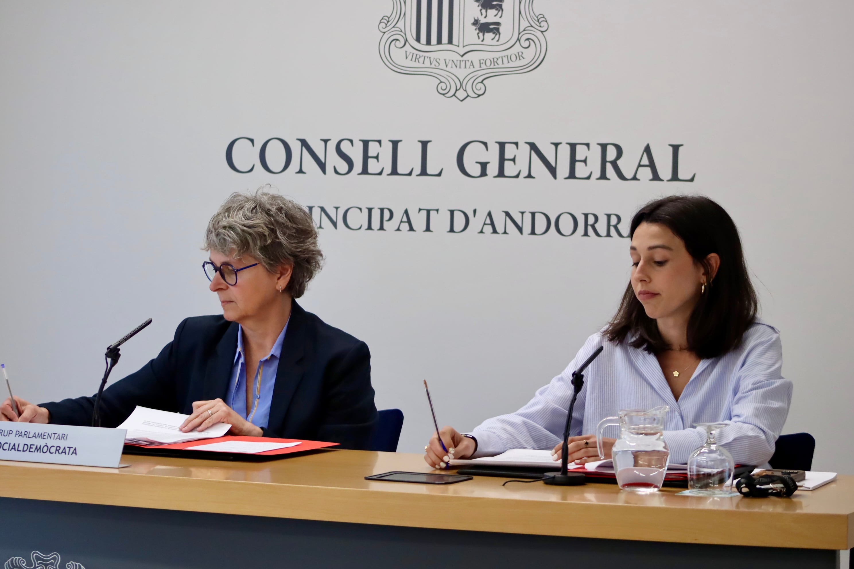 Les conselleres generals del grup parlamentari socialdemòcrata, Susanna Vela i Laia Moliné
