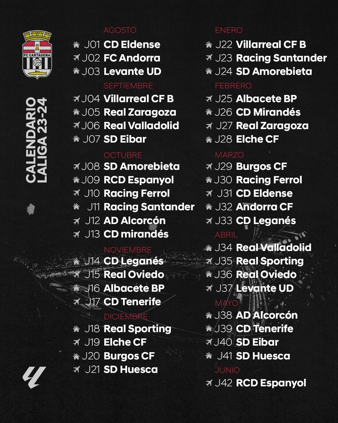 Calendario completo del FC Cartagena