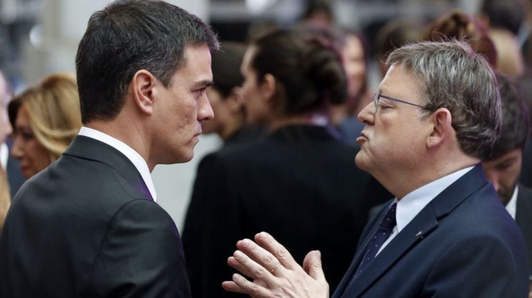 El presidente del Gobierno, Pedro Sánchez, y el president de la Generalitat valenciana, Ximo Puig