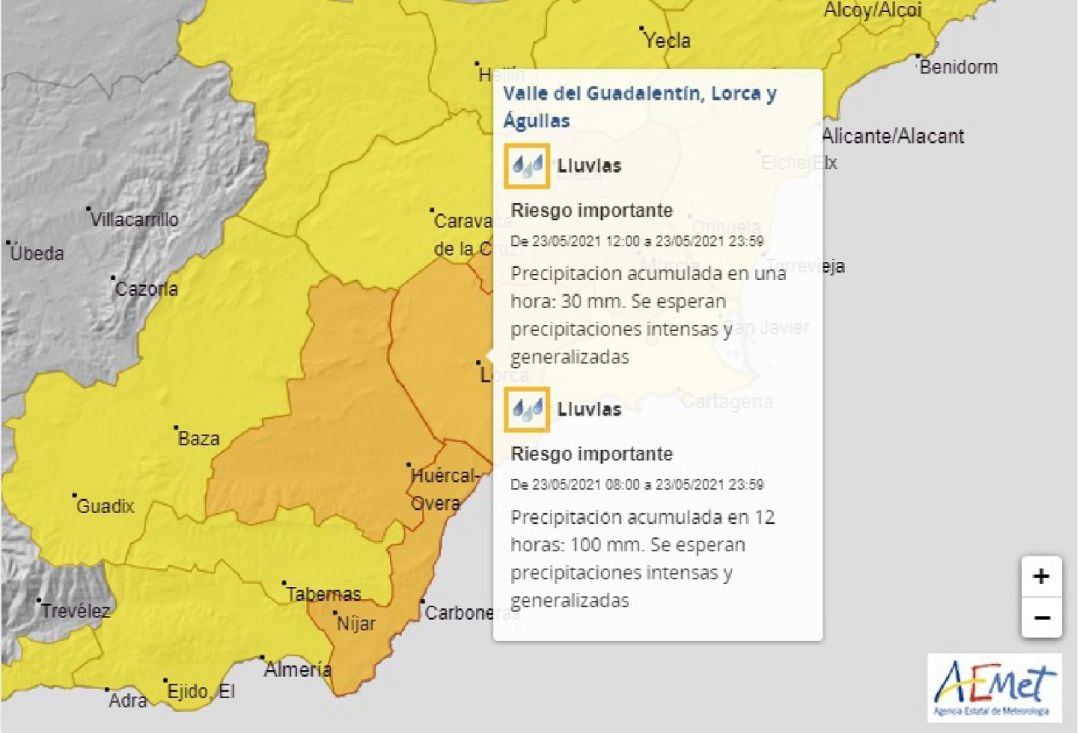 El Ayuntamiento de Lorca activa el Plan Especial de Protección Civil por  la previsión de fuertes lluvias.