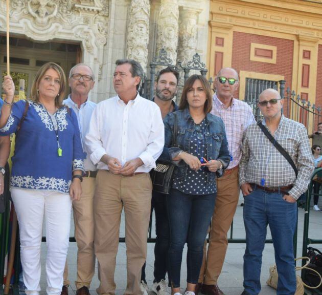 Presencia política en la manifestación en Sevilla.