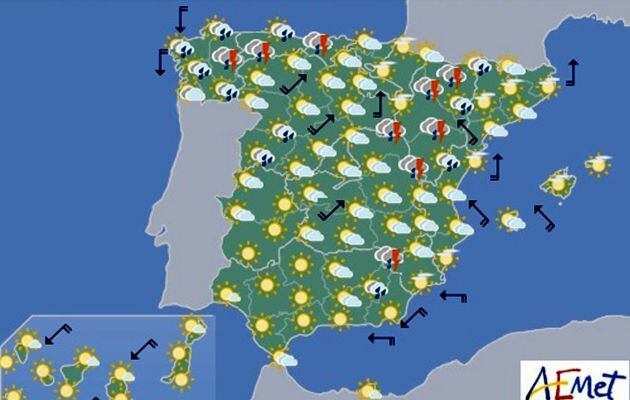 Mapa elaborado por AEMET válido para el martes 28 por la tarde.