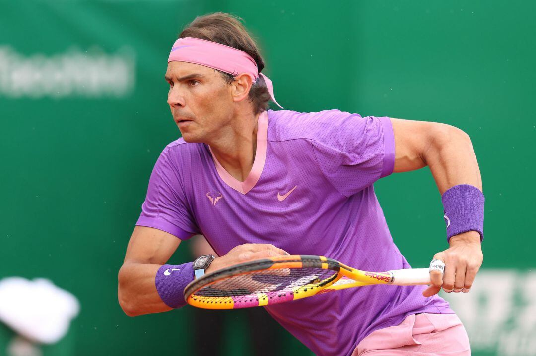 .MONTE-CARLO, MONACO - APRIL 14: Rafael Nadal of Spain runs during their Round 32 match against Federico Delbonis of Argentina during day four of the Rolex Monte-Carlo Masters at Monte-Carlo Country Club on April 14, 2021 in Monte-Carlo, Monaco. (Photo by