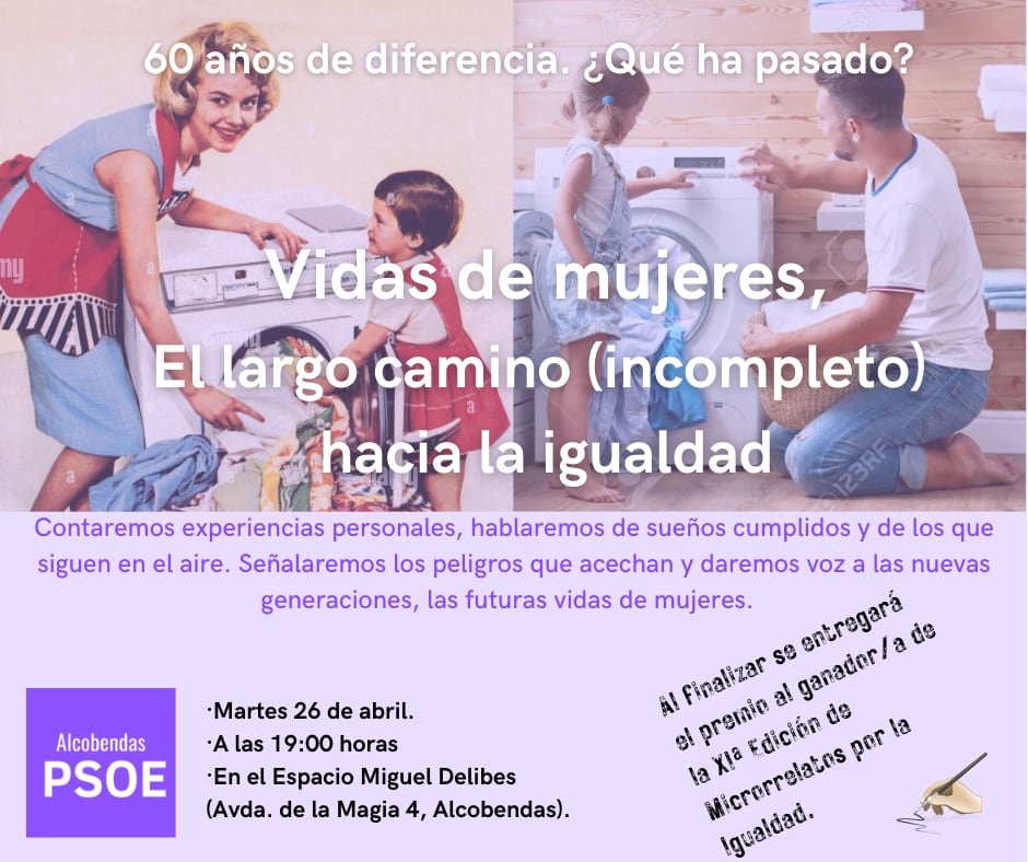 Cartel del encuentro intergeneracional para debatir sobre el futuro de la igualdad convocado por el PSOE de Alcobendas