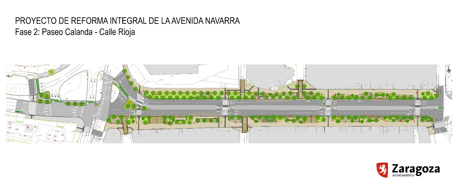 Plano del proyecto de reforma de la Avenida Navarra de Zaragoza