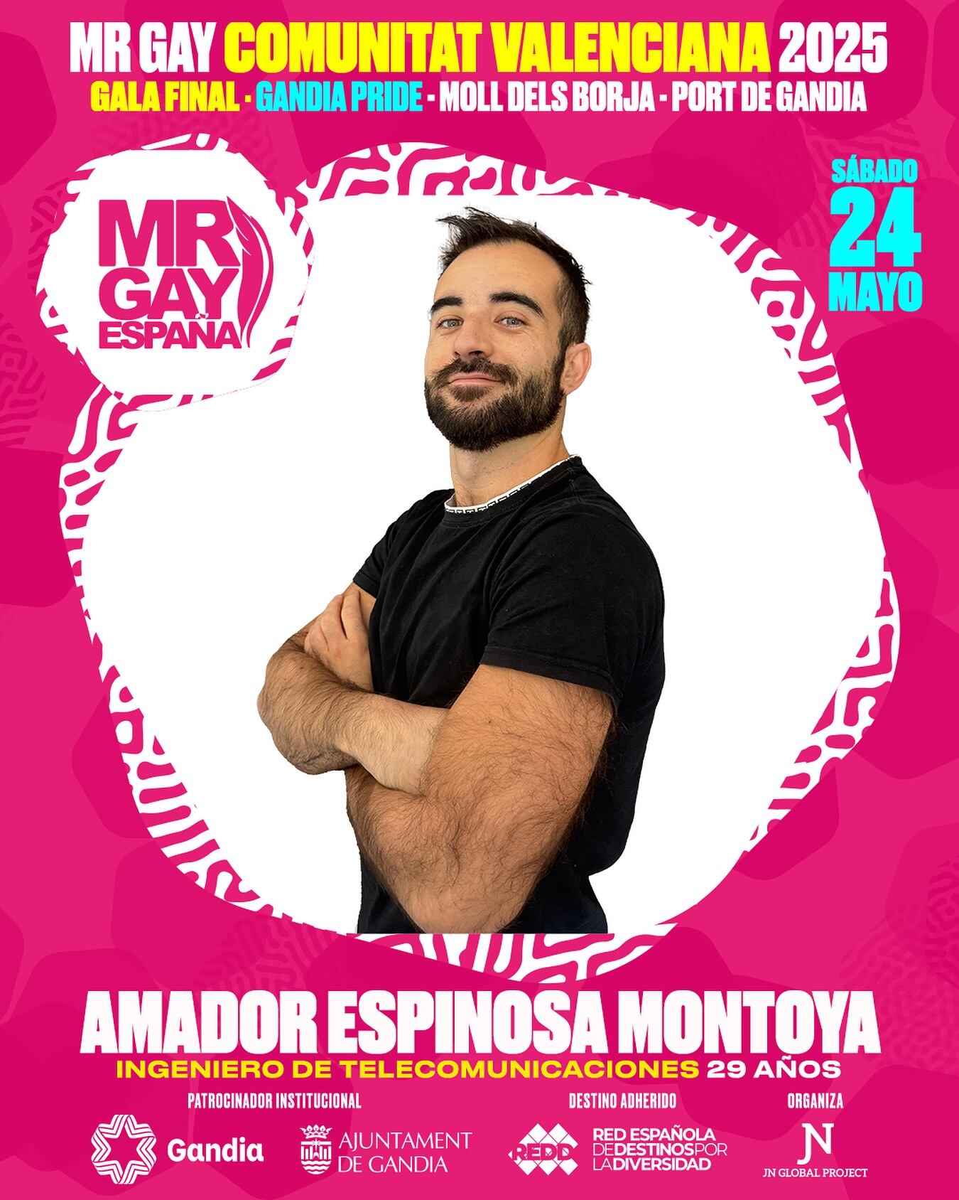 Amador Espinosa, finalista del certamen Mr. Gay Comunidad Valenciana