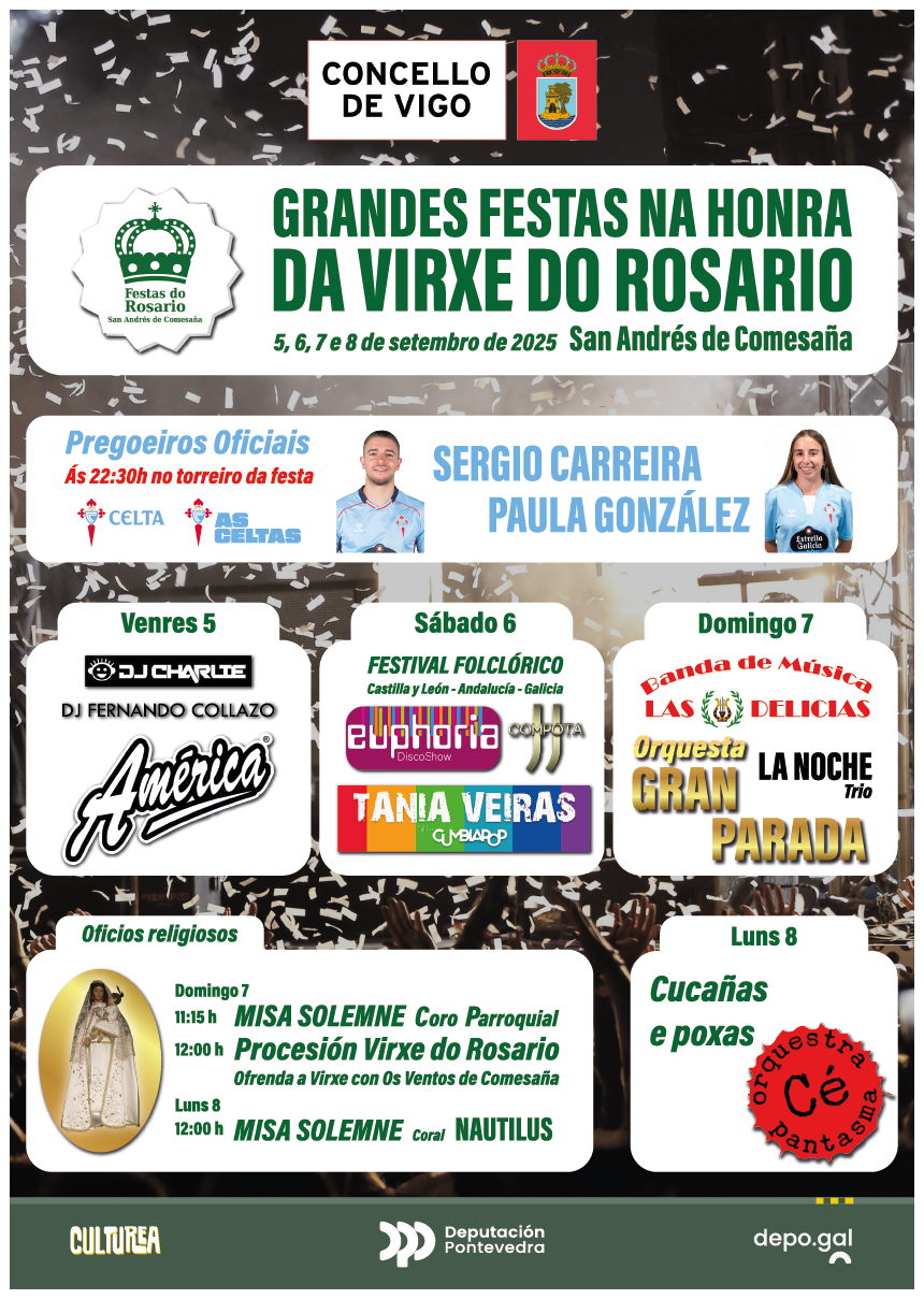 Programa de las fiestas de Virxe do Rosario en San Andrés de Comesaña