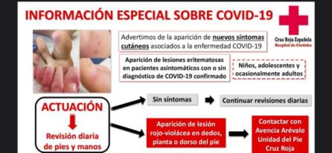 Información sobre las lesiones en los pies compatibles con el COVID19
