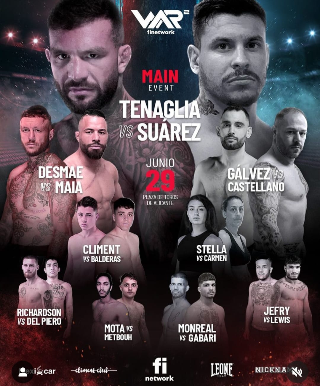 Cartel del WAR MMA del 29 de junio en la Plaza de Toros de Alicante