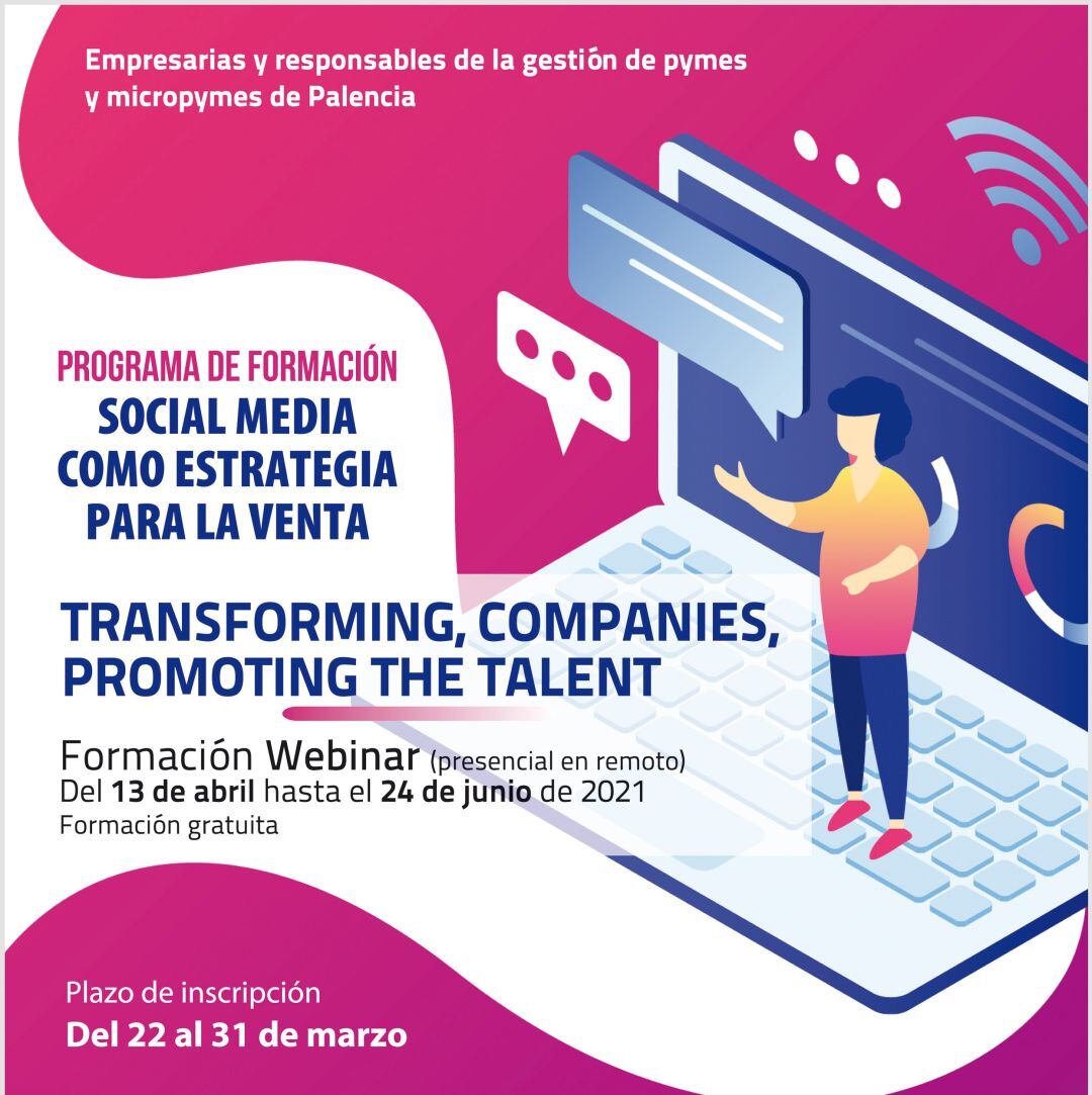 La Diputación de Palencia organiza un curso dirigido a las autónomas y las empresarias de pymes sobre el uso de redes sociales para potenciar las ventas 