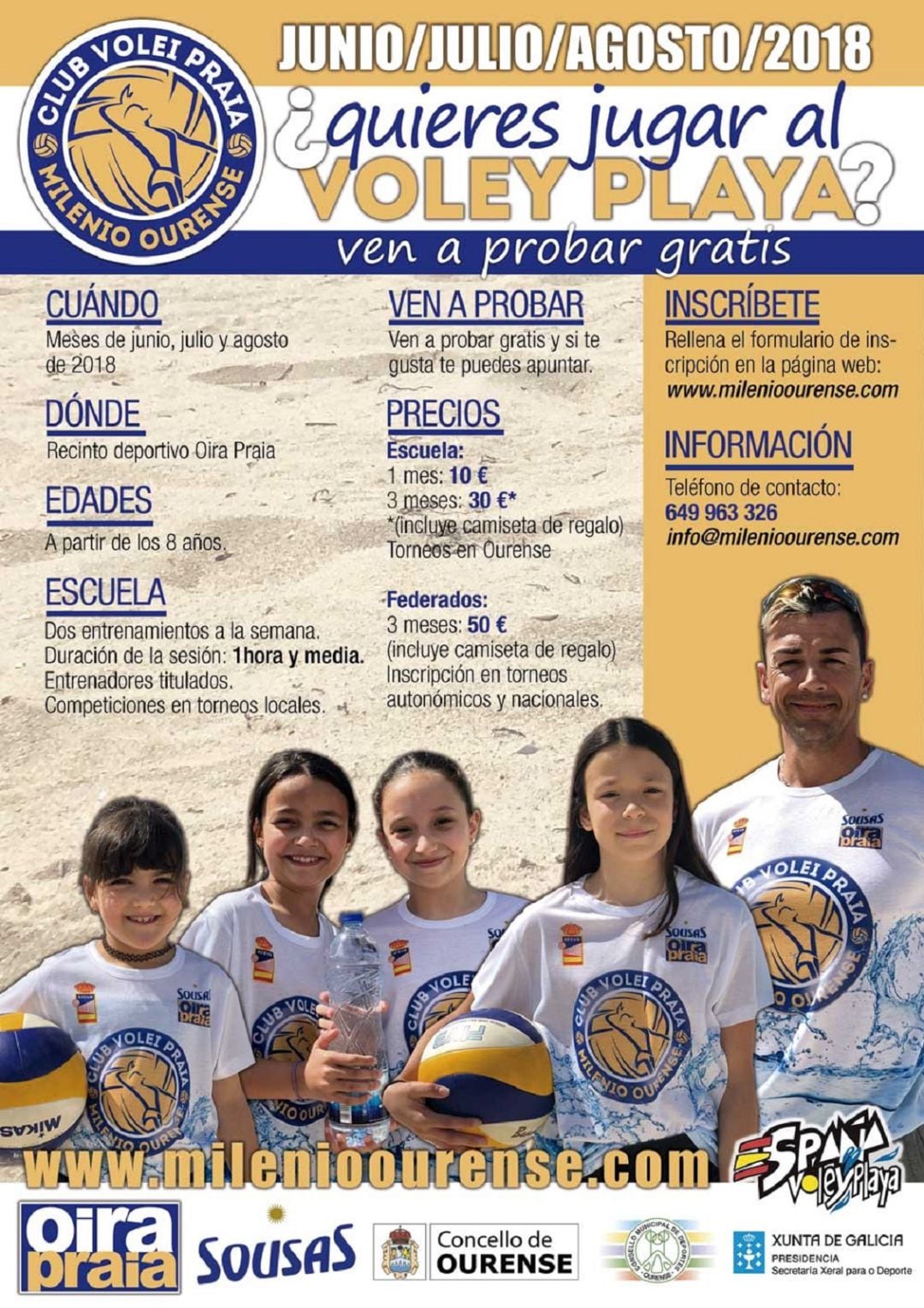 Los meses de julio y agosto, los niños y niñas a partir de los 8 años, pueden probar gratis la práctica del Voley Playa