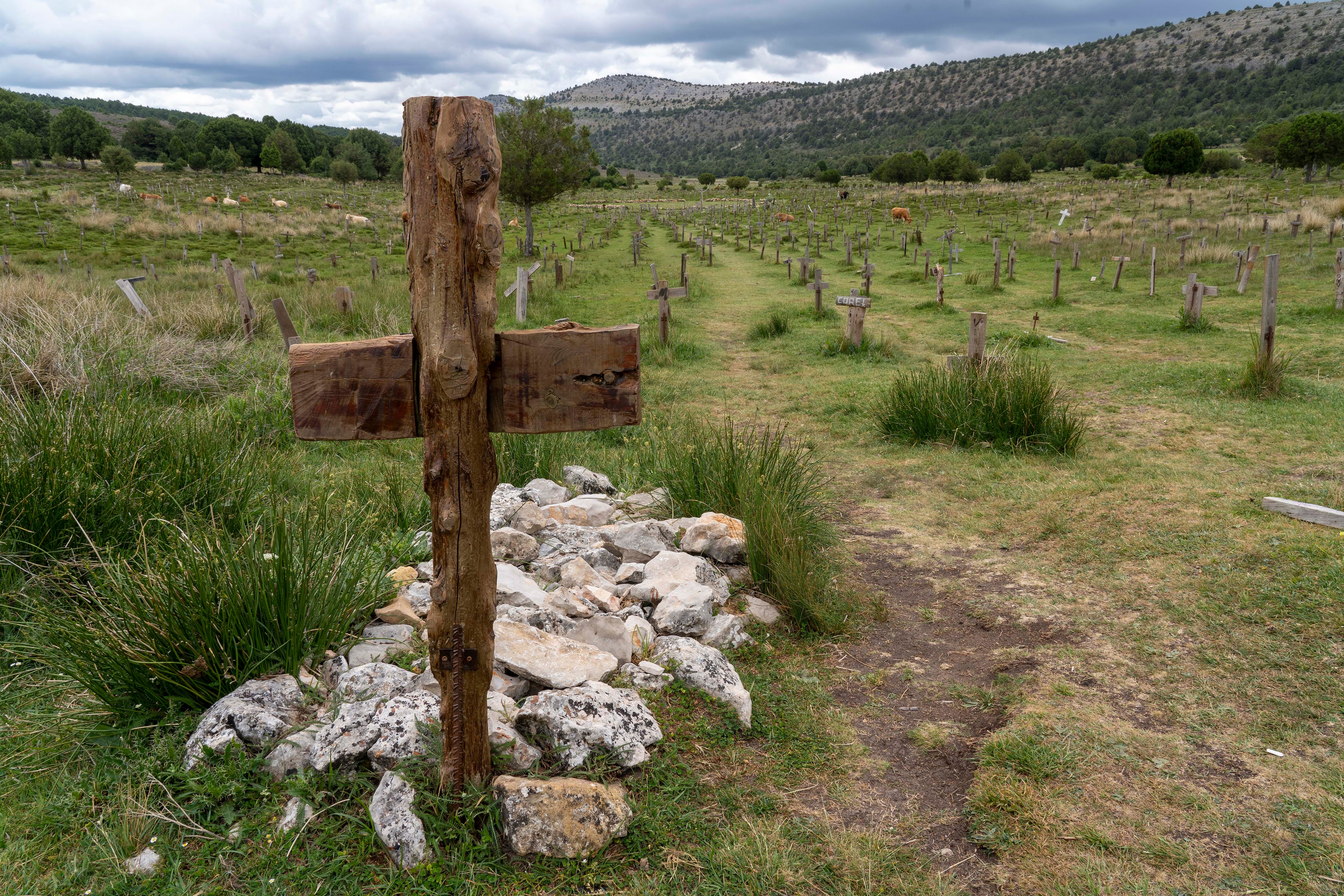 Cementerio de Sad Hill construido en de los límites municipales de Contreras y Santo Domingo de Silos (Burgos), para el rodaje de la escena final de la película &#039;El bueno, el feo y el malo&#039; en 1966