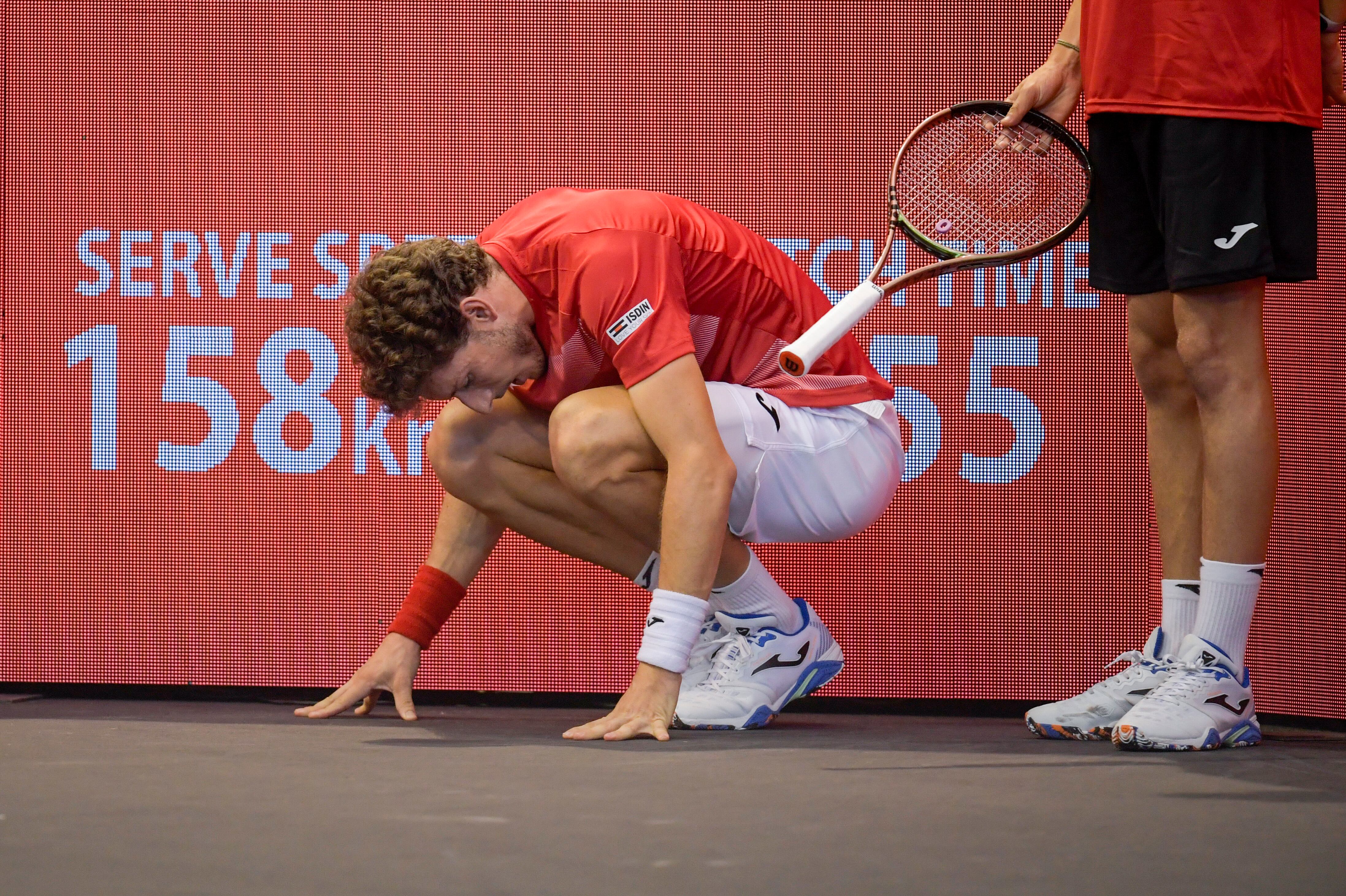 GIJÓN, 14/10/2022.- El tenista español Pablo Carreño tras su derrota ante el francés Arthur Rinderknech, en el partido de cuartos de final del Gijón Open ATP 250 disputado este viernes en la localidad asturiana. EFE/Eloy Alonso
