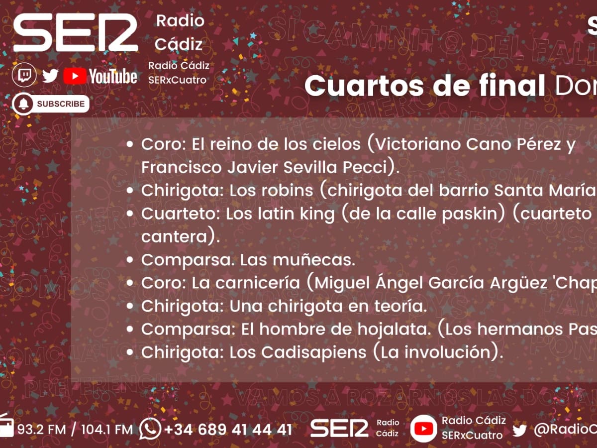 COAC 2026, en directo: sigue la tercera sesión de Cuartos de Final de este domingo, 1 de febrero, en Radio Cádiz