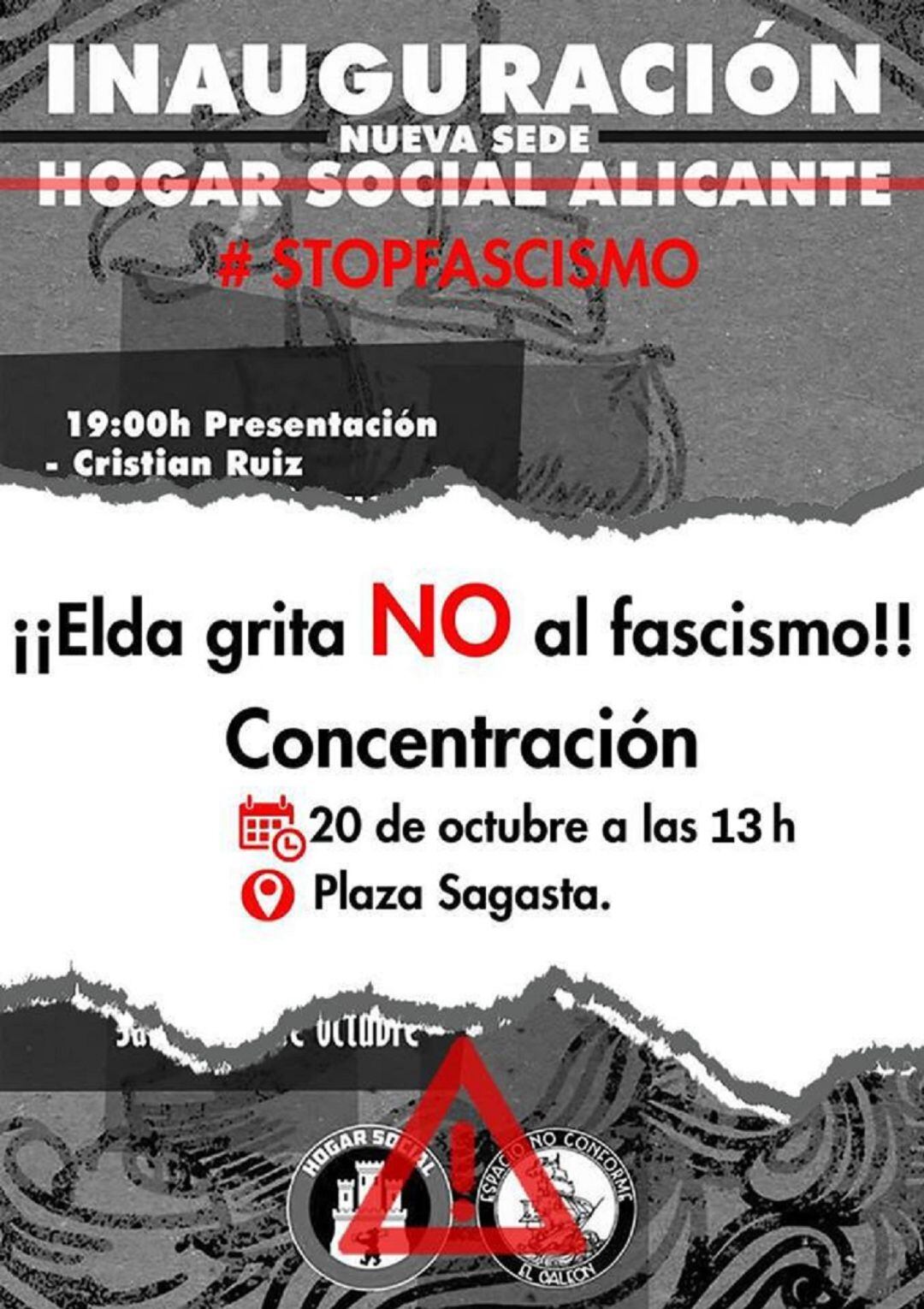 Cartel de la concentración contra el Fascismo en Elda 