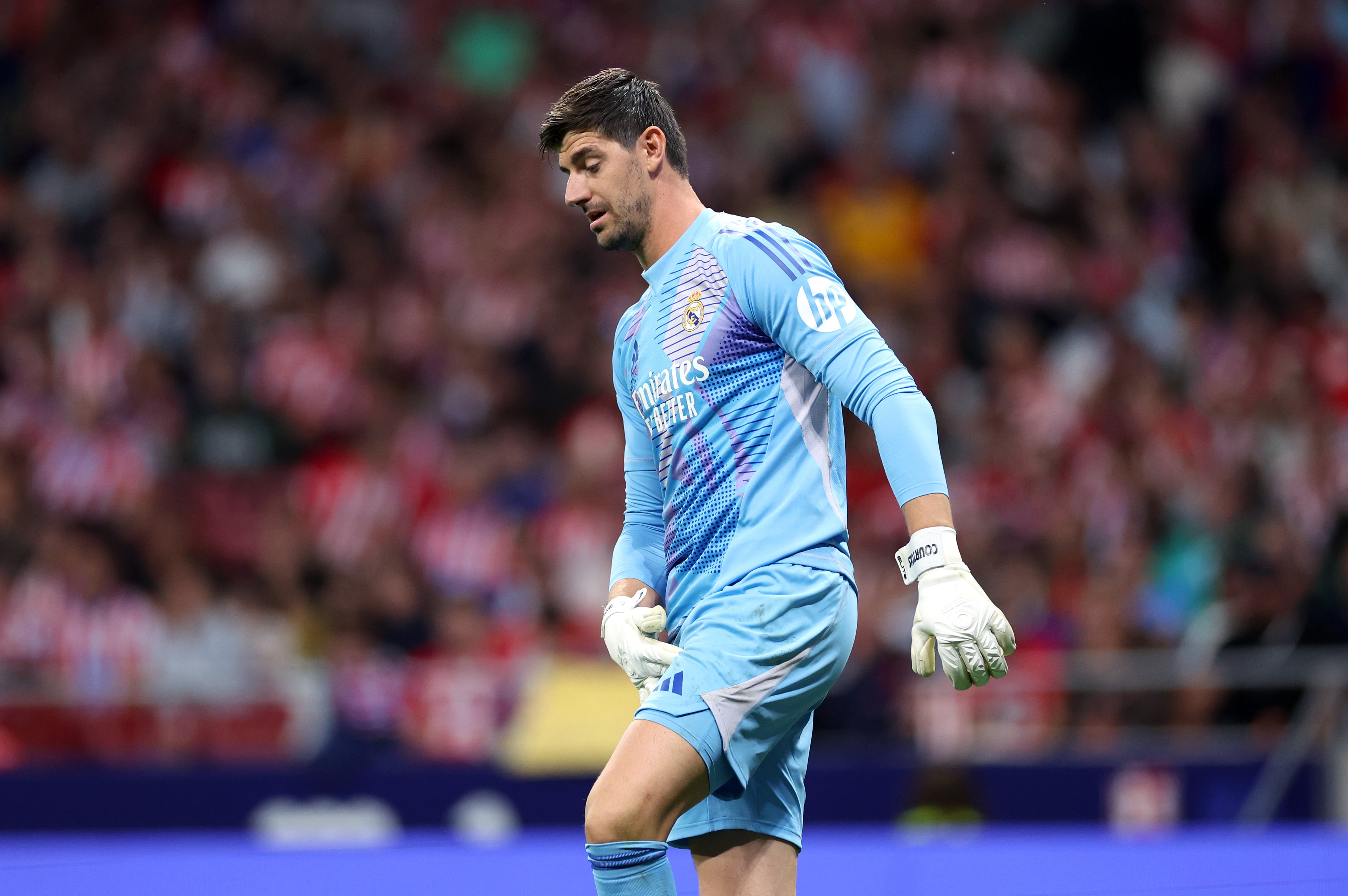 Thibaut Courtois se da cuenta de su lesión en el derbi entre Atlético de Madrid y Real Madrid