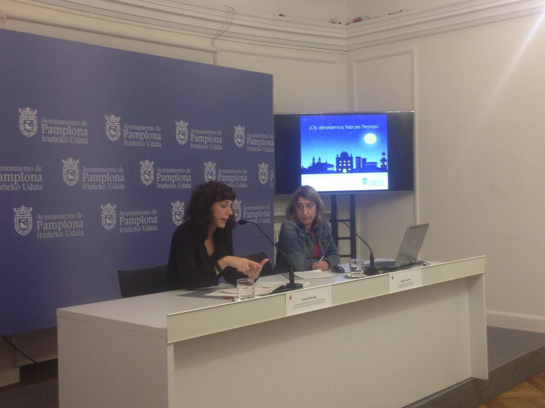 Patricia Perales, concejala delegada de Economía Local Sostenible e Itziar Gorricho, técnica de comercio, en la presentación del programa 