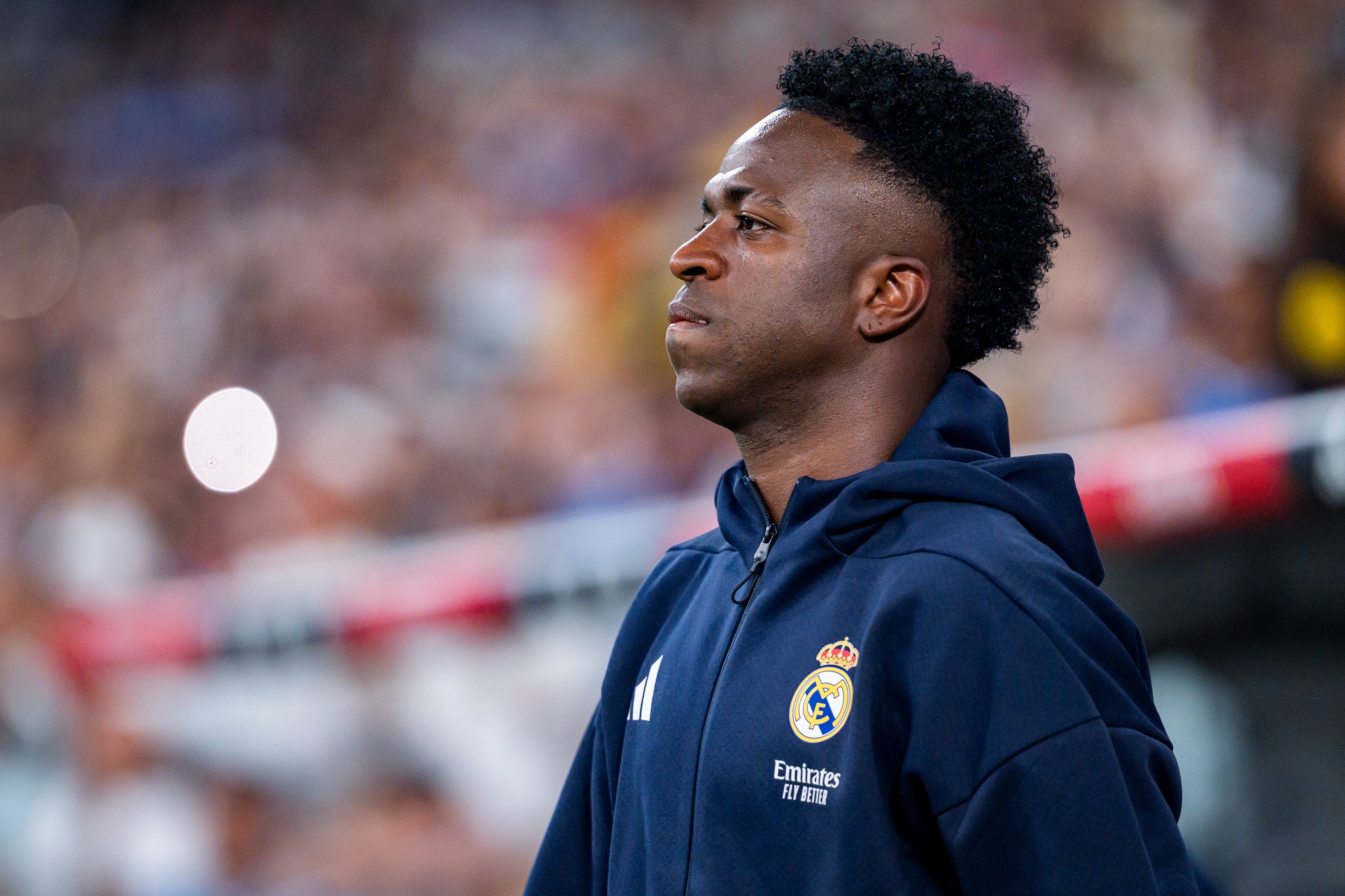 Vinicius Júnior, antes de un partido con el Real Madrid en el Bernabéu