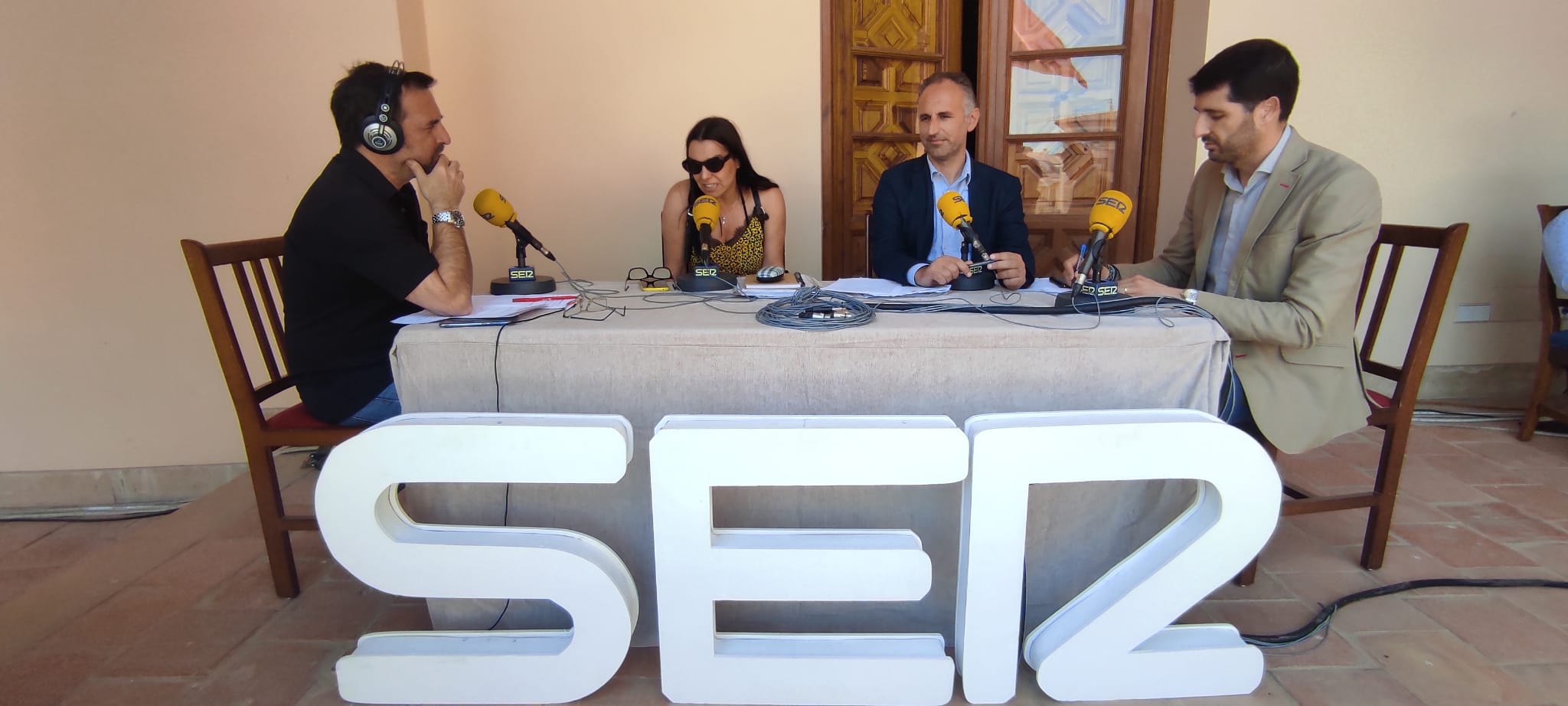 Miguel Meroño, periodista de Radio Lorca y Nuria Espinosa, Técnico Ambiental, Francisco Ibáñez, director de Limusa y Jesús Abellaneda, presidente de Hostelor