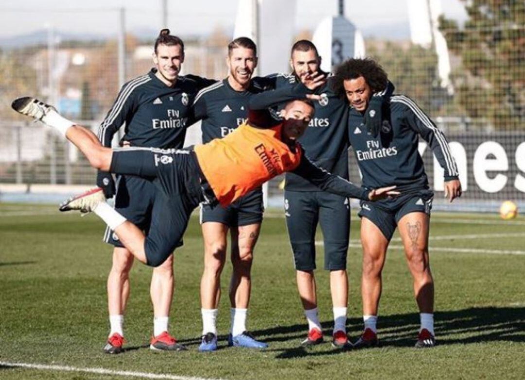 Foto de un entrenamiento del Real Madrid previo al partido contra el Huesca. 