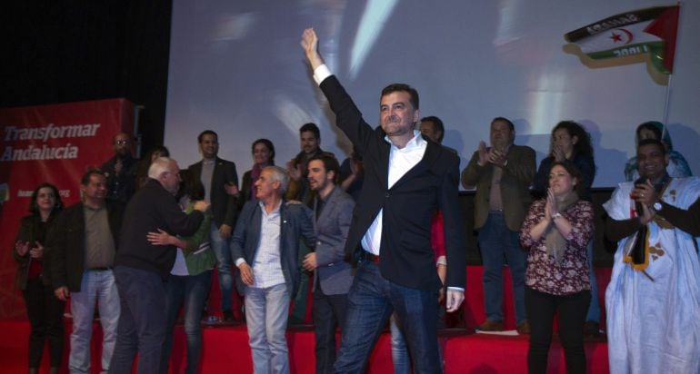 El candidato de Izquierda Unida a la Presidencia de la Junta de Andalucia, Antonio Maíllo, durante el acto de cierre de campaña