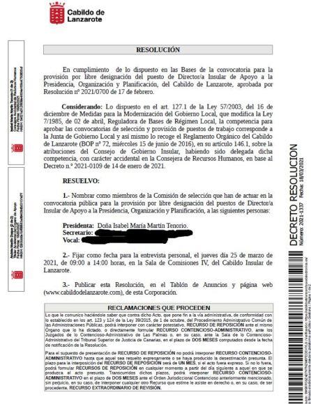 Resolución dictada el pasado 18 de marzo.