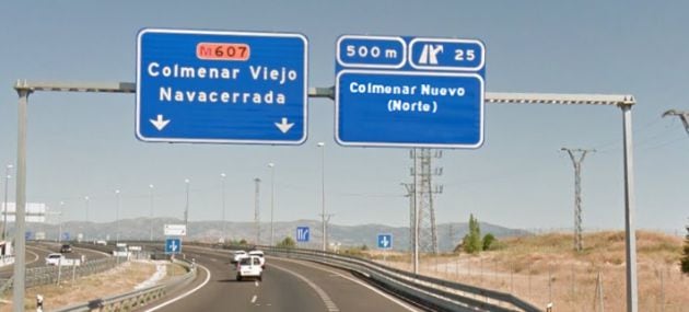 El cartel de una de las salidas a Tres Cantos cambiado a &#039;Colmenar Nuevo&#039;