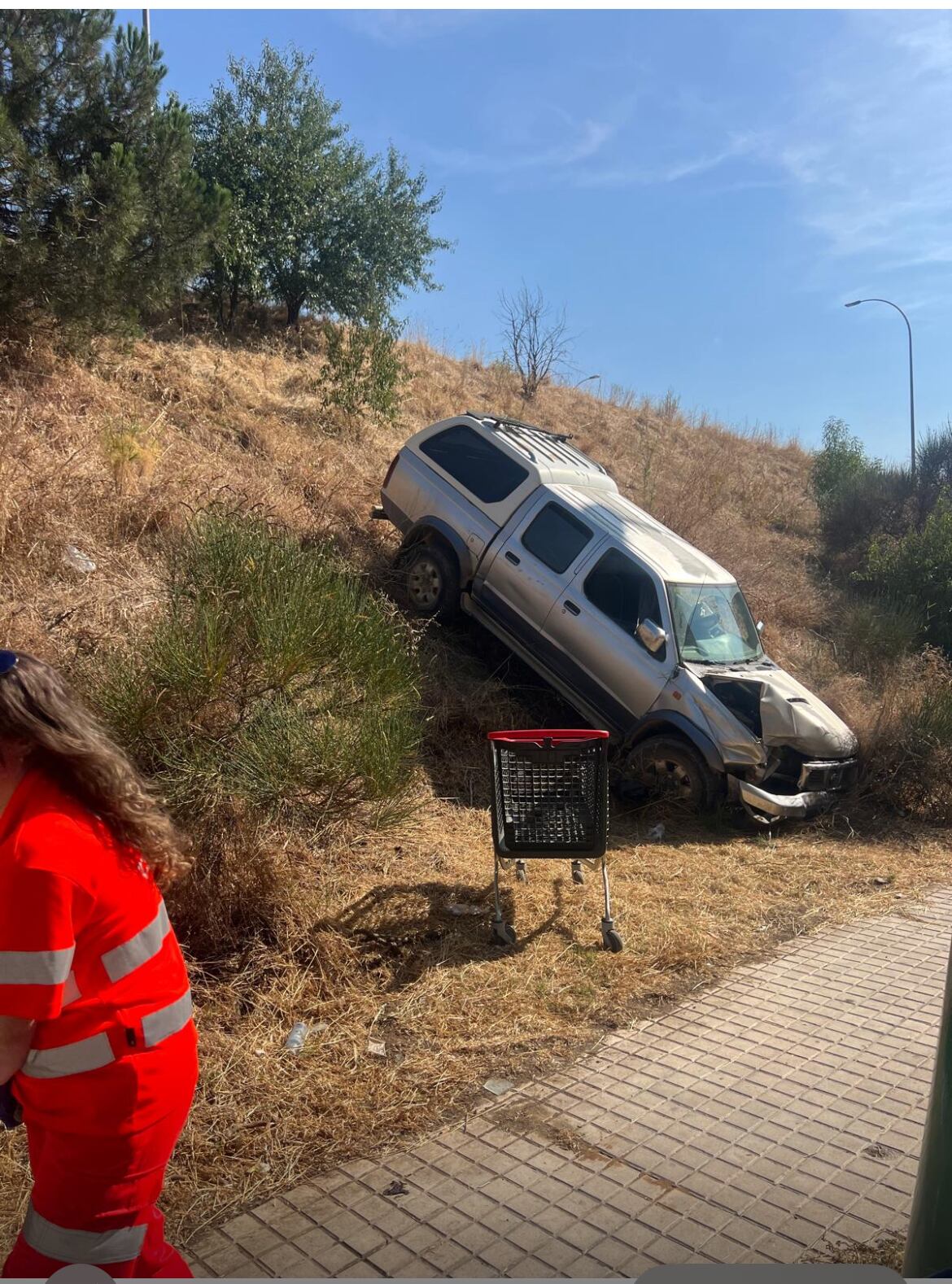 Estado en el que quedó uno de los vehículos implicados en el accidente de este lunes