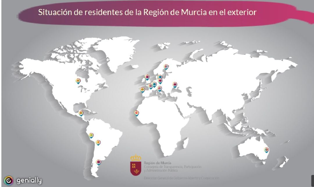 Mapa sobre la situación de residentes de la región en el exterior