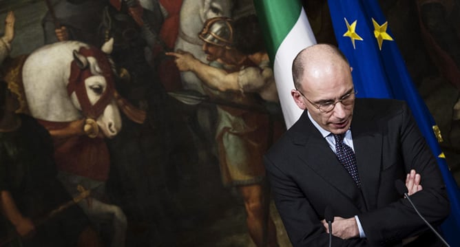 El primer ministro italiano Enrico Letta, durante la rueda de prensa en el palacio Chigi en Roma